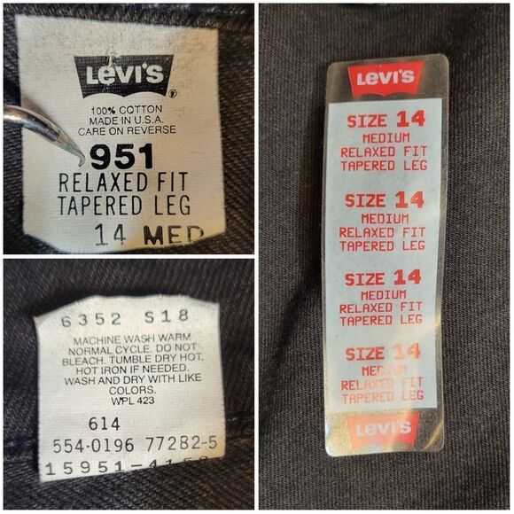 Levi's 951 Vintage 90s Orange Tab Jeans Black Denim Relaxed Fit Tapered Leg Pr#1 - Picture 11 of 11